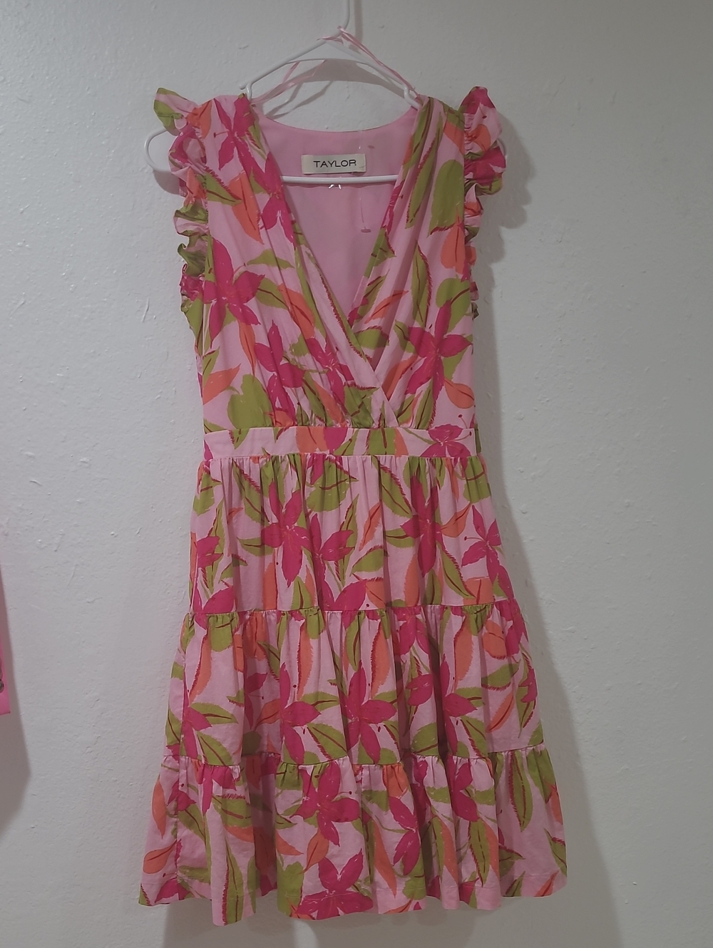 Taylor Pink Floral Tiered Kids Dress